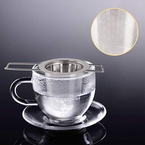 **2 Stück Rostfreier Edelstahltieesiebe mit Einklappbaren Griffen und Deckel, ideal für Teeamateure und -experten bei j
