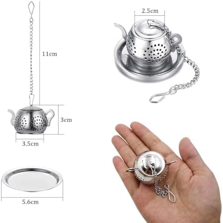 GETRICH Silber Teeei Edelstahl mit Kette für losen Tee Meisten Tasseteekanneatoi Gewürzsieb