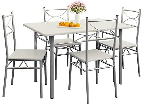 Casaria® Esstisch mit 4 Stühlen Holz 5-TLG Set Industrial Paul Weiß  
Casaria® Industrial Esszimmer Möbel Holz 4 Stühle