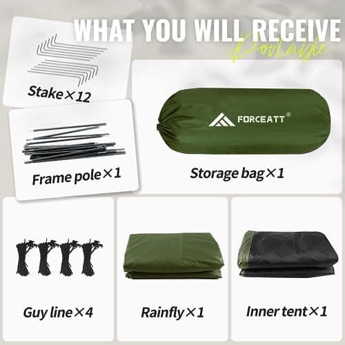 Forceatt 2-3 Personen Zelt, Wasserdicht & Winddicht, 2-Door Ultraleichte Rucksack Zelt für Camping und Outdooraktivitäte
