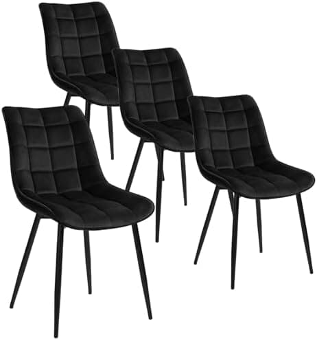 WOLTU Esszimmerstühle 2er Set, gepolstert mit Samt, für Wohn- und Esszimmer, Hochlastige Küchenstühle, Dunkelgrau