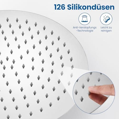 Auralum Regendusche Duschkopf 12 Zoll, edelstahlige Selbstreinigende Düsen, 360° Verstellbar, Chrom Recycled Claim Stand