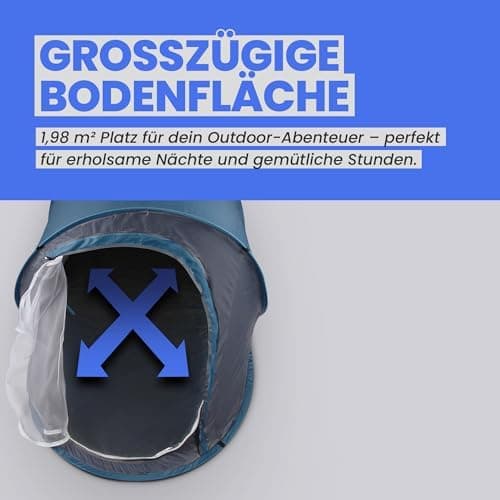 Bestlivings Pop Up Zelt - Ultraleichtes 1-2 Personen Wurfzelt - 220x120x90cm - Camping, Trekking, Festivals - Ultraleich