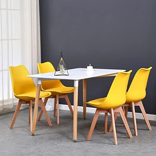 **GrandCA HOME Rechteckiger weißer Esstisch mit beige Stühlen für Esszimmer, Küche und Wohnzimmer**
| **Rechteckiger Gr