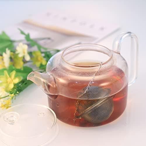 Teeei für Losen Tee, Edelstahl Sieb 4 Stück, für Gewürze und Tee (ø 4,5/5,5/7/9 cm)  
Edelstahl Teekugel mit Kette, Groß