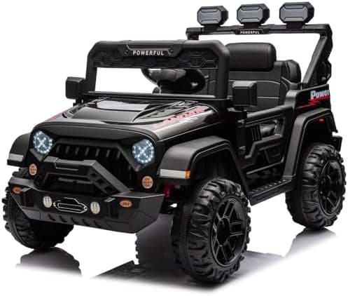 Kinder Elektroauto Schwarz mit Verbesserter Akku 12V 7AH und Sicherheitsgurten