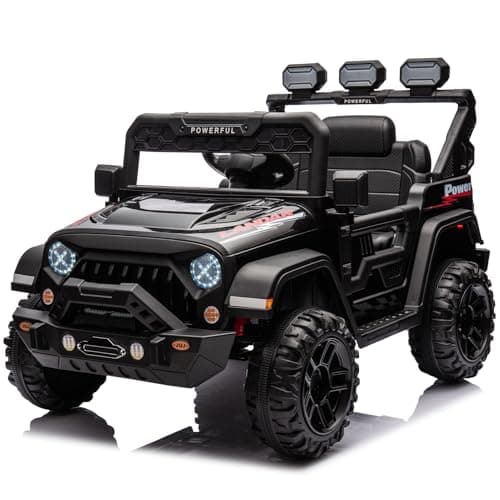Kinder Elektroauto Schwarz mit Verbesserter Akku 12V 7AH und Sicherheitsgurten