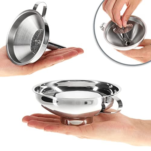 com-four® 2-teiliges Trichter Set aus Edelstahl 304 - Ideals für Marmeladefüllung bei Kochen - Einfülltrichter mit Sieb