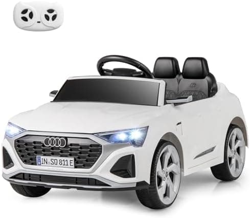 COSTWAY Kinder Elektroauto Audi SQ8 Schwarz für 3+ Jahrige Kinder in 12V 3-Gang Konfiguration mit Fernbedienung, Hupe un