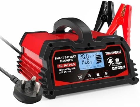 Yinleader intelligenter Autobatterieladegerät für Motorrad mit LCD-Display und Vollautomatisches Erhaltungsladung
