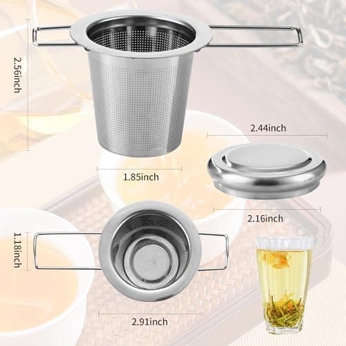 2 Stück Teefilter Edelstahl 304, feines Netz, passend für die meisten Tassen und Teeschüsseln
| Edelstahl 304 Teesieb 2