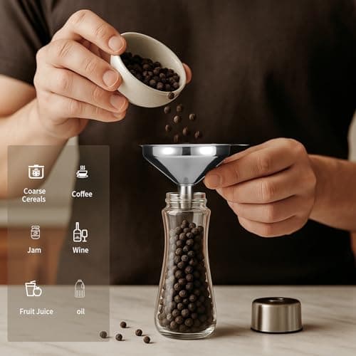Edelstahl Trichter Set 3 Stück - stapelbar mit Griff & Reinigungsbürsten |5 cm / 5.5 cm / 7.5 cm - Mini Trichter für Mar