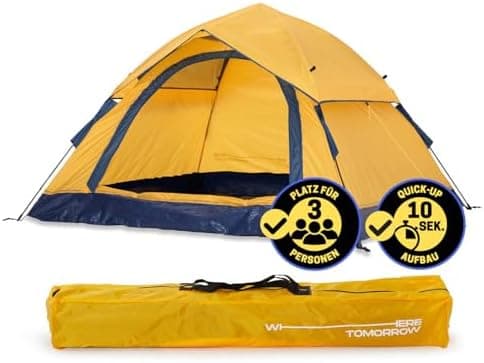 Lumaland Camping Zelt - Leichtes Pop Up Wurfzelt 210x190x110cm | Trekking & Festival Igluzelt | 2-4 Personen Wasserdicht
