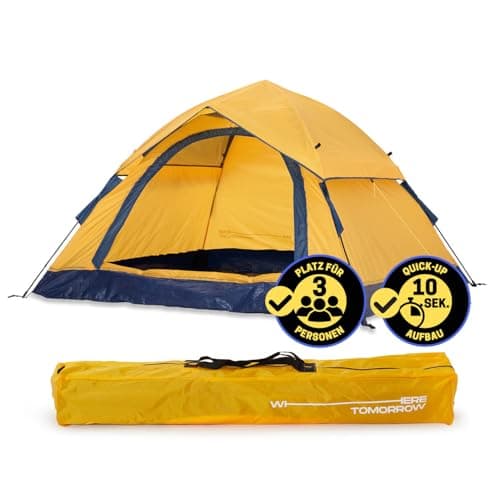 Lumaland Camping Zelt - Leichtes Pop Up Wurfzelt 210x190x110cm | Trekking & Festival Igluzelt | 2-4 Personen Wasserdicht