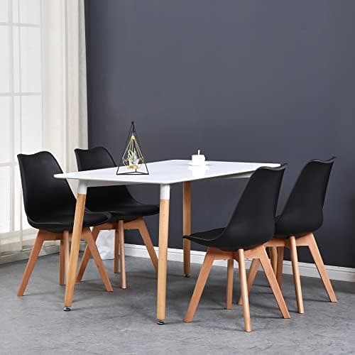 **GrandCA HOME Rechteckiger weißer Esstisch mit beige Stühlen für Esszimmer, Küche und Wohnzimmer**
| **Rechteckiger Gr