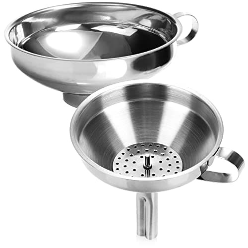 com-four® 2-teiliges Trichter Set aus Edelstahl 304 - Ideals für Marmeladefüllung bei Kochen - Einfülltrichter mit Sieb