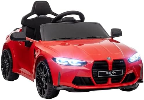 AIYAPLAY Kinder Elektroauto für 3-5 Jahre Kinder - 12V 2,4 GHz Fernbedienung mit Hupe, LED, Musik & Sanftstart - Rot