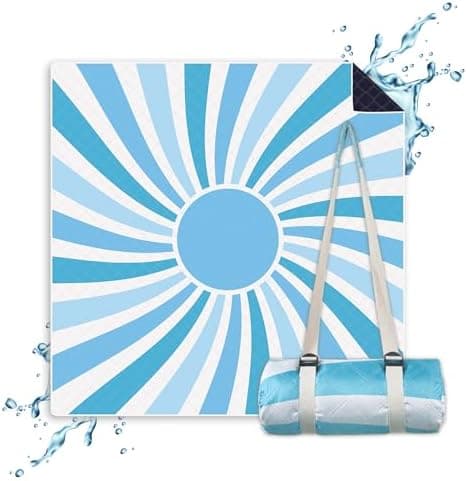 Picknickdecken Sonne - extra große 200x200 cm - waschbare Stranddecke -Outdoor-Decke wasserabweisend
