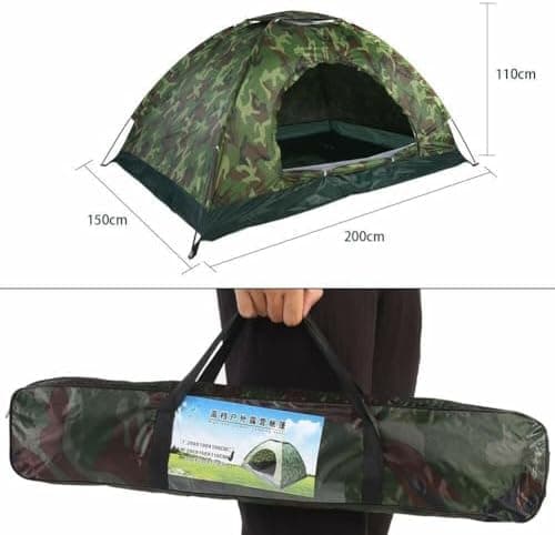 Wasserdichtes Kuppelzelt Camping für 2-3 Personen FloodZelte Camouflage Tragetasche Trekking Reise 200x150x110cm