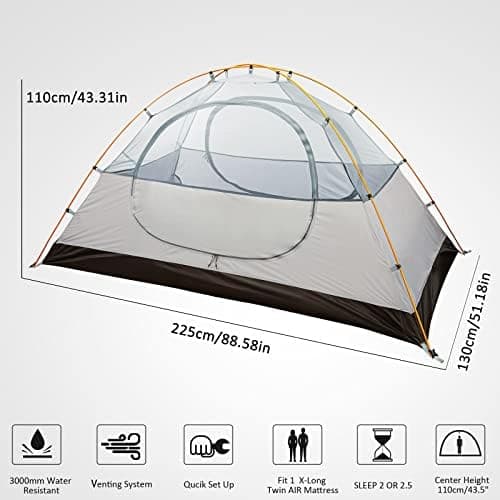 Bessport 3 Personen Ultraleichte Camping Zelte, 3-4 Saison Wasserdicht & Winddicht Kuppelzelt, Ideal für Erwachsene, Wan