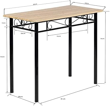 Esszimmer-Set mit Esstisch und 4 Stühlen, Buchenholzmaserung, weiße Metallbeine, perfekt für Esszimmer und Küche, präch