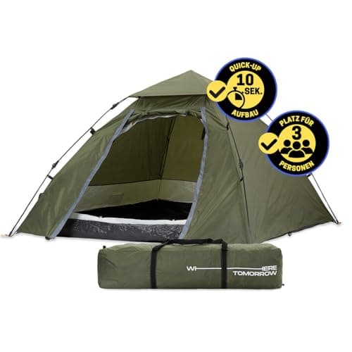 Lumaland Pop Up Camping Zelt 2-3 Personen | 4 Jahreszeiten Igluzelt Leicht, Wasserdicht & Robust | Outdoor Trekking & Fe