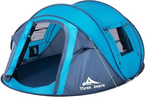 Three Bears 3-4 Personen Zelt - Schnell & Einfach aufbaufbar, Ideal für Camping & Outdoor-Abenteuer - Automatischer Aufb
