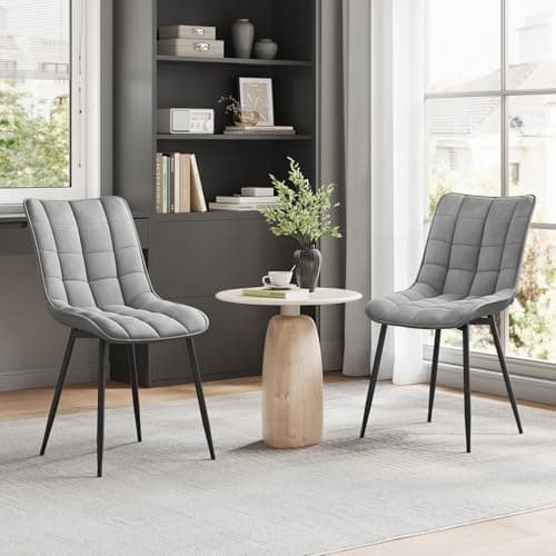 WOLTU Esszimmerstühle 2er Set, gepolstert mit Samt, für Wohn- und Esszimmer, Hochlastige Küchenstühle, Dunkelgrau