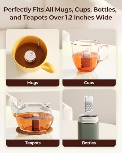 Reinmoson Edelstahl Teesieb für Losen Tee – 5 x 7,1 cm Gewürzei Teeei Groß mit extra feinem Netz – Schwarztee, Rooibos,