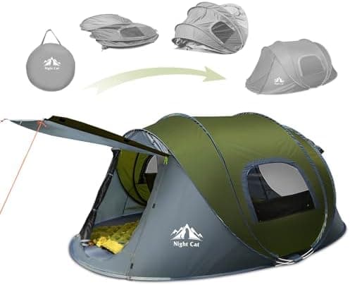Night Cat Wasserdichtes Wurfzelt 2-4 Personen: Outdoor Sport Picknick Wandern Reise Zelt