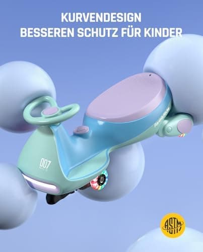 FanttikRide N7 Pro Kinder Elektroauto - Elektrisches Rutschauto für 3-7Jährige - Bluetooth, Pedal, Typ-C Aufladung, Leuc