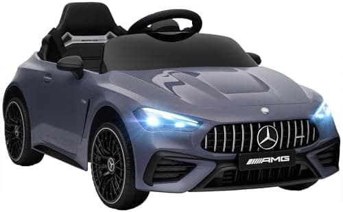 AIYAPLAY Kinder Elektroauto Mercedes-AMG Grau fuht mit Musik & Lichterkranz für 3-6 Jahre