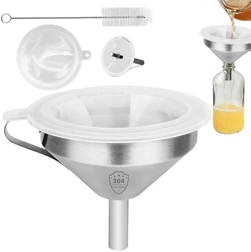 Edelstahl Trichter Set 4 Stück Für Küchenmänner Mit 13 Cm Trichter Abnehmbarer 200 Mesh Filter Edelstahlfilterelement Zu