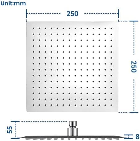 Auralum Regendusche Duschkopf 12 Zoll, edelstahlige Selbstreinigende Düsen, 360° Verstellbar, Chrom Recycled Claim Stand