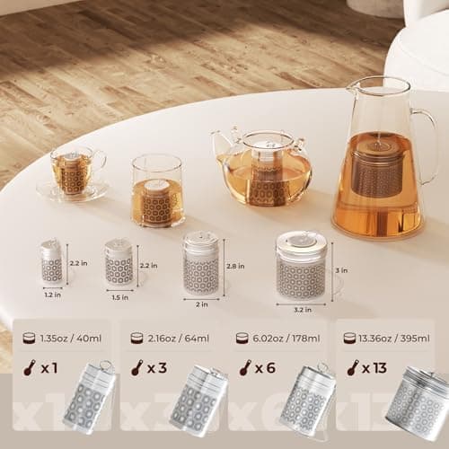 Reinmoson Edelstahl Teesieb für Losen Tee – 5 x 7,1 cm Gewürzei Teeei Groß mit extra feinem Netz – Schwarztee, Rooibos,