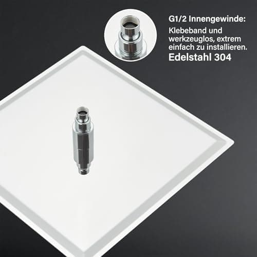 LED Regendusche Edelstahl Selbstreinigende Düsen Brausekopf Brauerährunguell Regendusche Quadratisch Chrom 40CM
LED Rege
