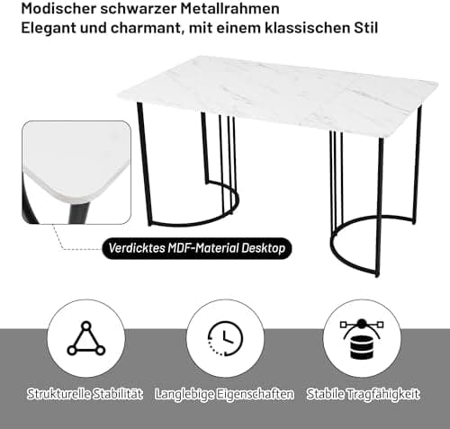 Essstisch Set 4 Stühle + Moderne Küche + Esszimmergruppe (Grau)  
Rechteckiger Esstisch Set 140x80x75 cm + Esszimmerstuh