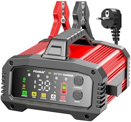 15A/8A Autobatterieladegerät, 12V/24V Smart vollautomatisch,LCD-Bildschirm für Auto Motorrad Rasenmäher Boot Marine Batt
