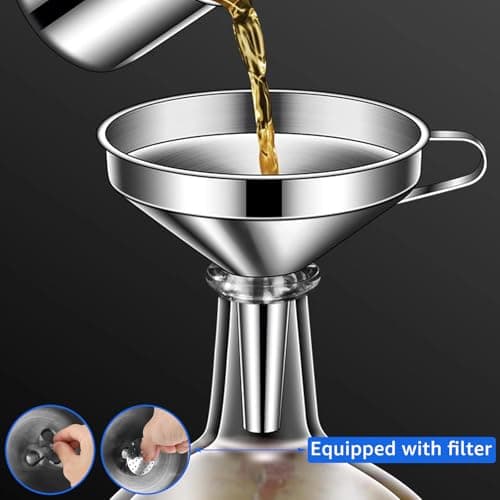 SHUESS 2 Edelstahl Trichter Set zum Übertragen von Speiseölen -_perfekte Qualität für Küchenuse - 13cm Trichter mit 2 Ed