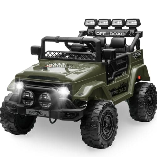 HAUSPROFI Kinder Elektroauto 12V - Elektro Kinderauto mit 2,4G Fernbedienung, LED, Bluetooth und Musik für 3-5 km/h - id