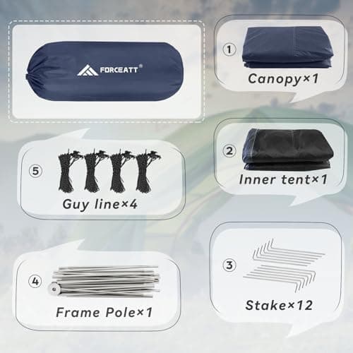 Forceatt 2-4 Personen Zelt Wasserldicht 3-4 Saison Ultraleicht Mit Kleinem Packmaß Für Trekking Outdoor Festival Soforti