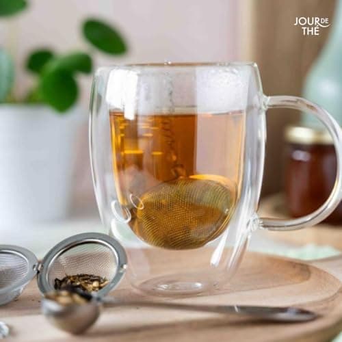 Edelstahl Teefilter mit Kette 2 Stück 4,5 cm Finemaschig für Losen Tee