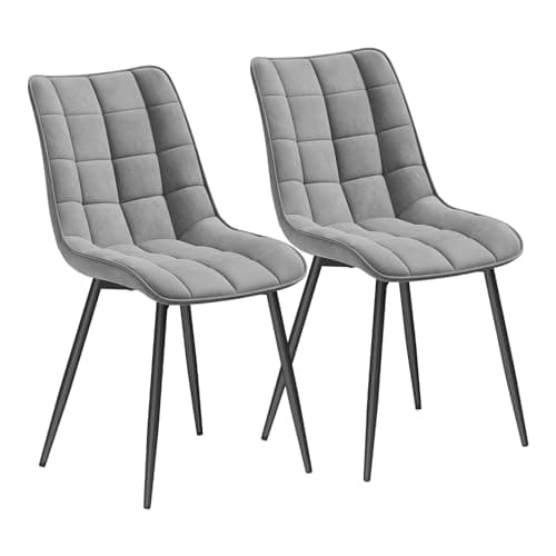 WOLTU Esszimmerstühle 2er Set, gepolstert mit Samt, für Wohn- und Esszimmer, Hochlastige Küchenstühle, Dunkelgrau