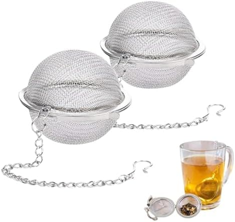 Edelstahl Teefilter mit Kette 2 Stück 4,5 cm Finemaschig für Losen Tee