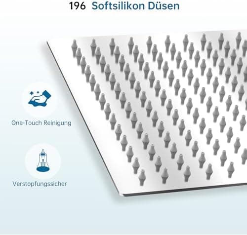 HAUSPROFI Wassersparender Antikalk-Duschkopf mit Edelstahl Düse, poliertes Chrome-Finish für Profis, 30 cm Quadratisch