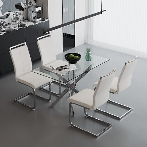 Goldfan Esstisch Set für Küche, Esszimmer & Wohnzimmer (110cm, Schwarz) mit Kunstleder Stühlen
| Goldfan Rechteckiger G