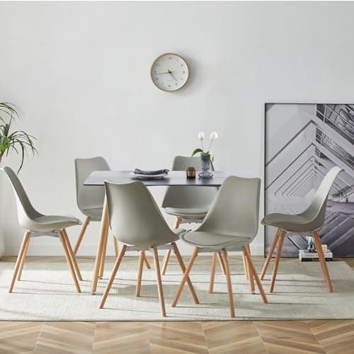 Esszimmergruppe Esstisch mit 4 Stühlen Schwarz Tisch+4 Stühle für Küche Esszimmer Wohnzimmer