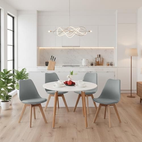 H.J WeDoo Skandinavisches Esszimmer Esstisch Set mit 4 Stühlen Eiscreme-Grün 100cm