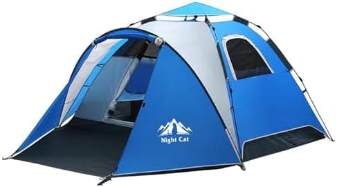 Night Cat Pop Up Zelt 3 4 Personen: Wasserdicht, atmungsaktiv, einfach einstellbar für Camping und Wandern - Reichweitze