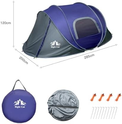 Night Cat Wasserdichtes Wurfzelt 2-4 Personen: Outdoor Sport Picknick Wandern Reise Zelt